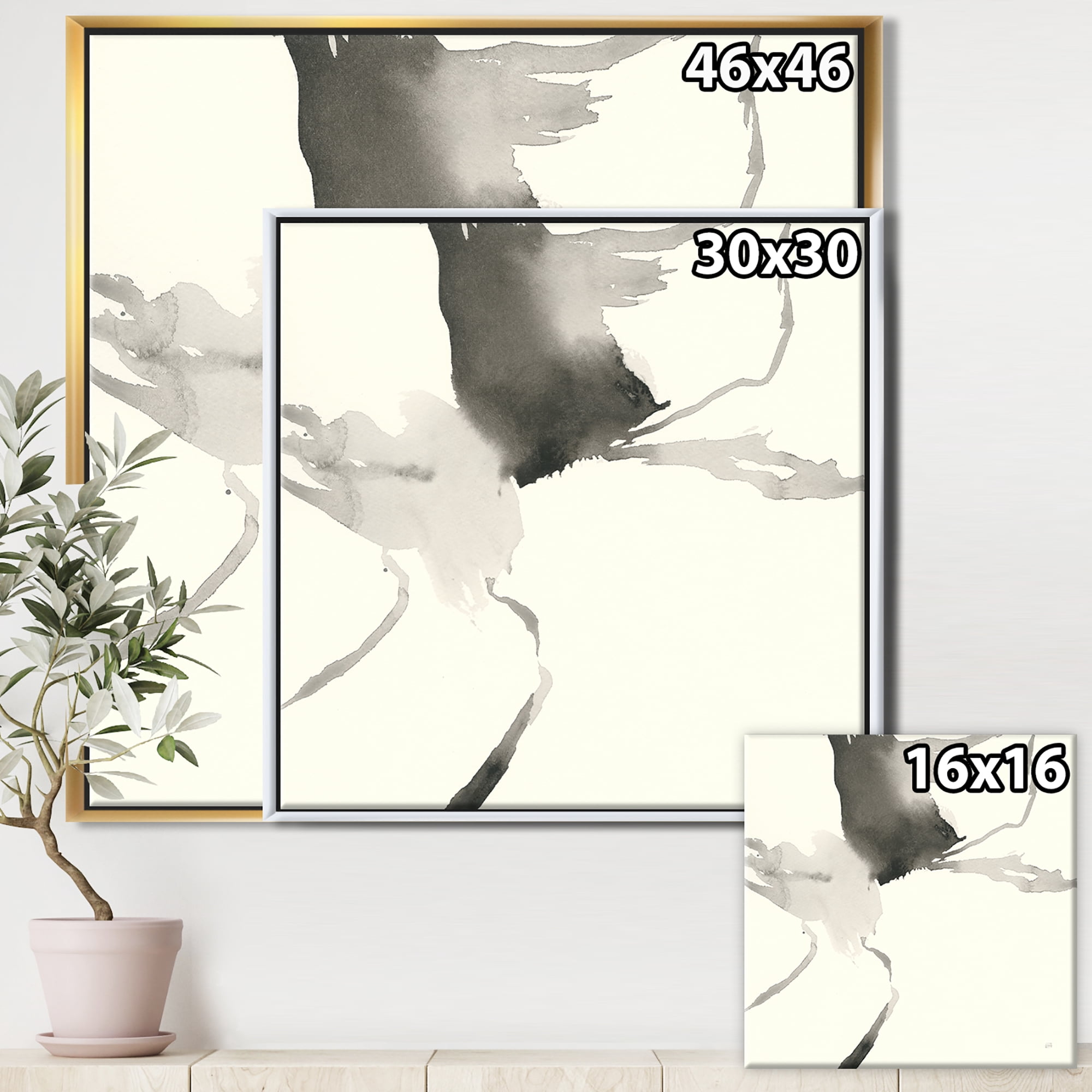 Designart ' minimal geometric Gesture I ' Transitional Framed Canvas