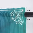 thumbnail image 5 of Teal Blue Boho Valance Curtains for Kitchen/Living Room/Bathroom/Bedroom Window, Rod Pocket Small Topper Half Short Window Curtains Voile Sheer Scarf, Retro White Rustic Flower Ethnic Pattern 60"x18", 5 of 8
