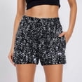 thumbnail image 2 of Women's Sequin Bermuda Shorts 2026 Summer Embroidered Print Slim Fit Hot Pants with Pockets Trendy Casual Stretch Workout Beach Shorts, 2 of 5