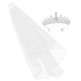 thumbnail image 3 of Miangastore 2PCS Frcolor Rhinestone Tiara Crown Veil With Comb Elegant Design Rhinestone Ribbon Comb Crown Communion Veil, 3 of 9