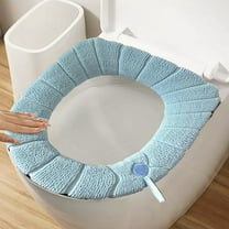 HOZVOMI Soft Thicker Warmer Stretchable Washable Cloth Toilet Seat Cover Pads, Acrylic Toilet Seat Covers for Round and Elongated Seats