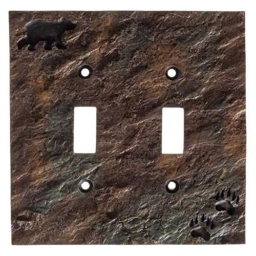 Big Sky Carvers 30170440 Bear and Tracks Double Switch Plate