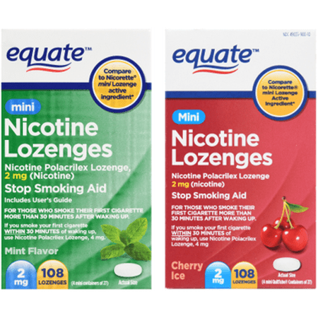 Multi-Flavor Equate Nicotine Mini Lozenge, Cherry/Mint, 2mg, 108 Count