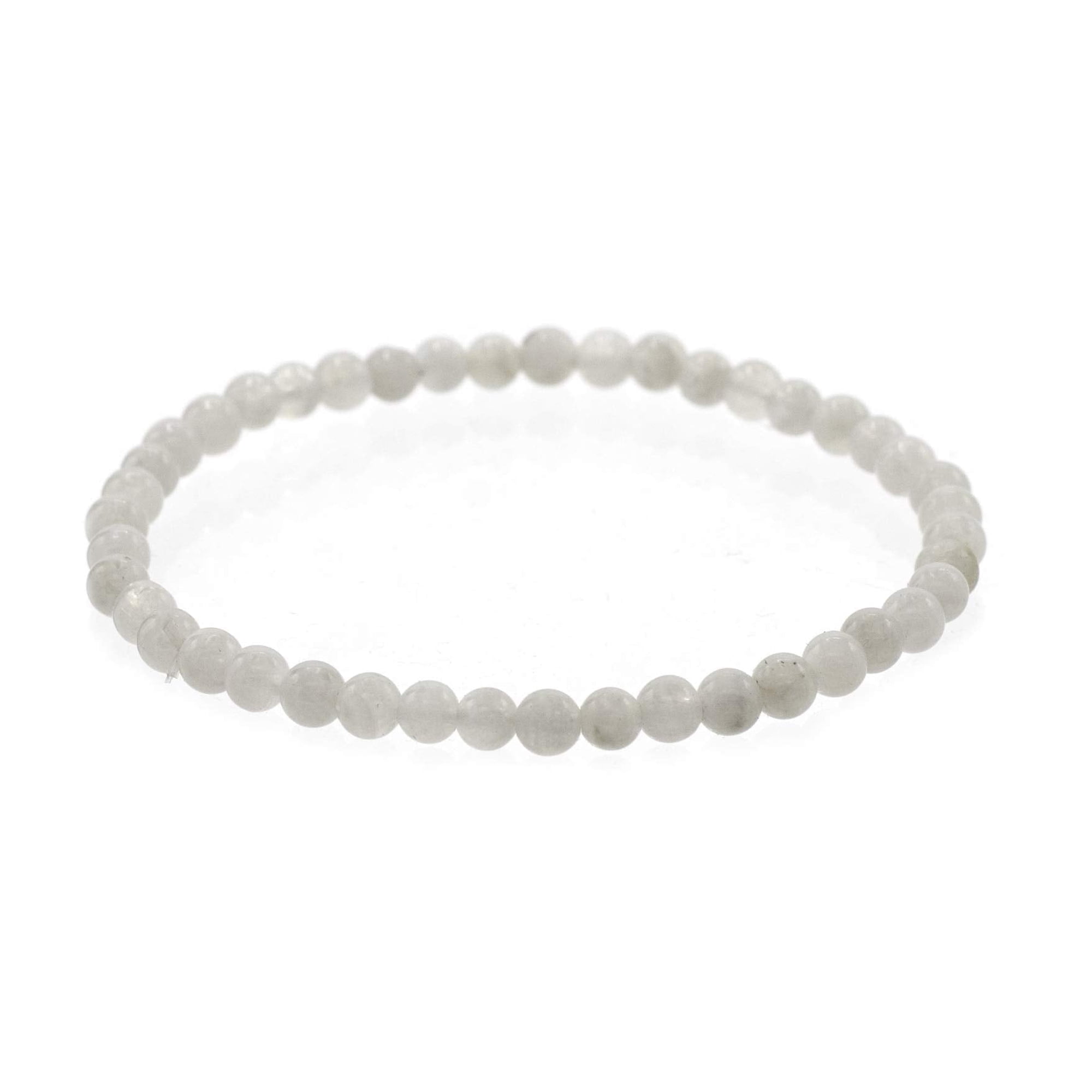 LTC Designs Glossy 4mm Round Moonstone Stretch Bracelet, 6.5" for Unisex Adults