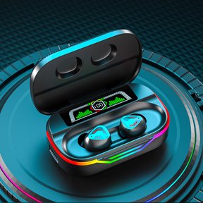 Bluetooth Headphones True Wireless Earbuds 60H Playback LED Power Display Earphones with Wireless Charging Case IPX5 Waterproof in-Ear Earbuds with Mic for TV Smart Phone Laptop Computer Sports,Black