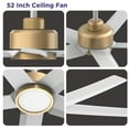 thumbnail image 5 of QRMOK 52 in. Indoor, Outdoor White LED Ceiling Fan with Remote, Reversible Quiet DC Motor and 5 Blades 3 CCT Light, 5 of 7