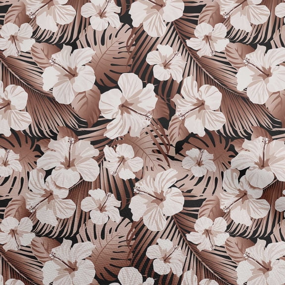 oneOone Polyester Spandex Brown Fabric Tropical Floral Diy Clothing Quilting Fabric Print Fabric By Yard 56 Inch Wide