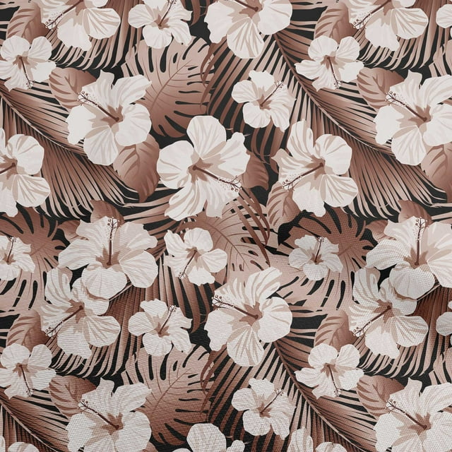 oneOone Velvet Brown Fabric Tropical Floral Sewing Craft Projects Fabric Prints By Yard 58 Inch Wide