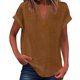 thumbnail image 1 of Camiseta sin mangas de verano para mujer, corte holgado, cuello en V plisado, sin mangas, bajo curvo, fluida, 1 of 5
