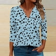 thumbnail image 3 of JTZGDY Ethnic Style Shirts for Women Vintage Striped/Color Block/Floral/Plaid Print 3/4 Sleeve V Neck Graphic T-Shirts Trendy Oversized Western Tunic Blouse Light Blue M, 3 of 6