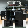 thumbnail image 4 of Outdoor Kitchen Island, Rolling Bar Cart & Storage Cabinet, Farmhouse Solid Wood Outdoor Grill Table with Stainless Steel Top, Spice Rack , Towel Rack for Kitchen & Barbecue, Black, 4 of 27