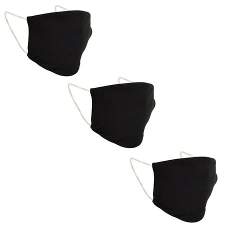 3 Pack Cloth Face Mask Coverings Reuseable Washable in Black