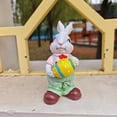 thumbnail image 2 of Easter Egg Rabbit Statue Home Garden Desktop Cartoon Bunny Holding Resin Ornament Decoration Easter Decoration, 2 of 4