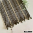 thumbnail image 3 of Linen Table Runner, Taupe Linen Fabric with Embroidery & Tassels Green Linen 14 x 120 inch extra long, Wedding Decor Table Linen Modern Table Runner - Subtle Stripes, 3 of 10