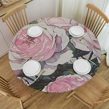 

BCIIG Roses Round Tablecloth 100% Polyester Stain-Resistant Washable Table Cover for Home Kitchen Outdoor Decoration 31 -35