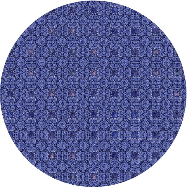 Ahgly Company Machine Washable Indoor Round Transitional Light Slate Blue Area Rugs, 6' Round