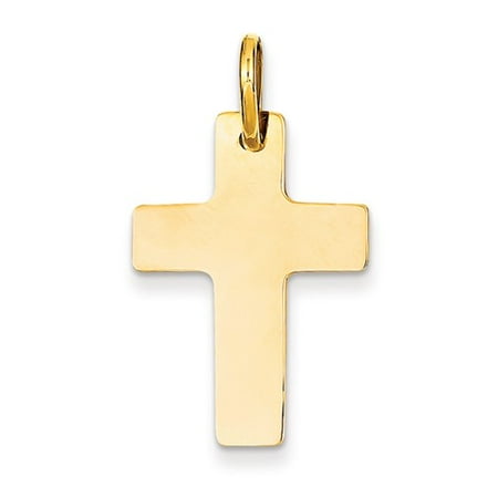 14k Yellow Gold Engravable Polished Latin Cross Pendant