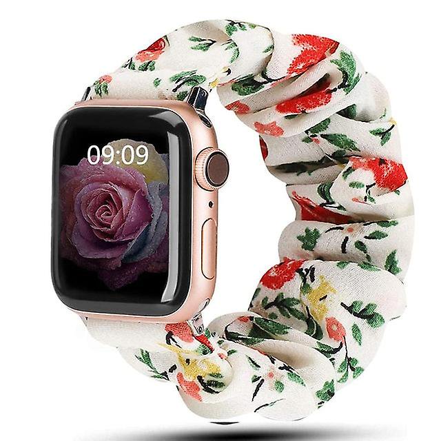 Correa de Scrunchie para Apple correa de 38mm o 40mm elástico de nylon solo bucle pulsera inteligente Iwatch 5 4 3 Se 6 7 (119mm-160mm) Feliz Sencillez