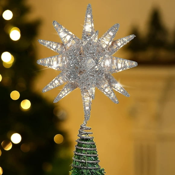 Christmas Tree Topper, Lighted Up Tree Topper 3d Geometric Star Tree Topper