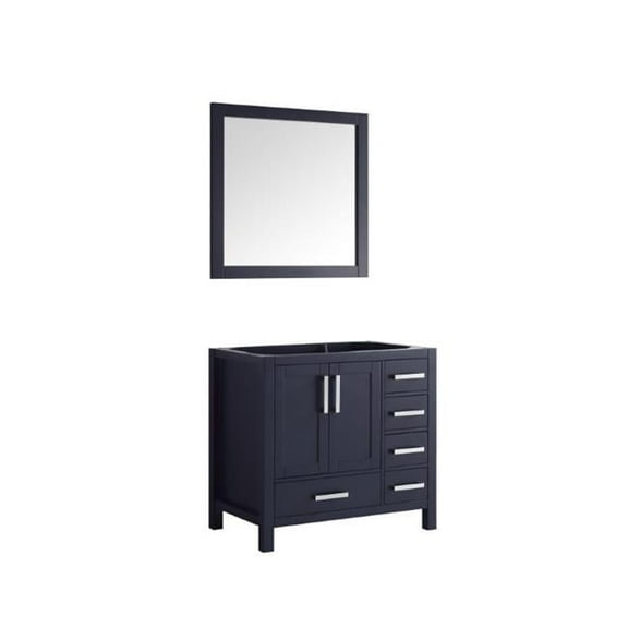 Jacques 36'' Navy Blue Single Vanity no Top and 34'' Mirror - Left Version