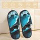 thumbnail image 2 of Balery Blue Full Moon Wolf Pantuflas de Casa de Felpa Silenciosas con Diseño Estampado, Zapatillas Cómodas Antideslizantes de Algodón para Interior-Large, 2 of 8