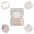 thumbnail image 3 of Unique Bargains Travel Jewelry Box with Mirror Portable PU Leather Jewelry Organizer White, 3 of 7