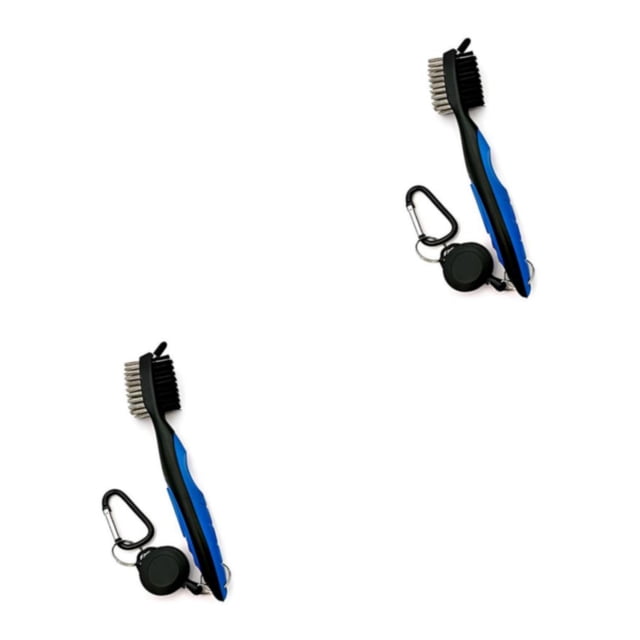 Guardoinrt Stainless Steel Golf Club Brush Ergonomic Handheld Replacement Solid Color Telescopic Ball Shoe Brushes Cleaning Tool Blue Lidless 2Set