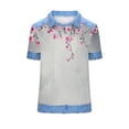 thumbnail image 2 of Cutuoiiu Short Sleeve Sweatshirts for Women Daily Printing Denim Patchwork Lapel Waffle Summer Clothes Gifts, 2 of 5