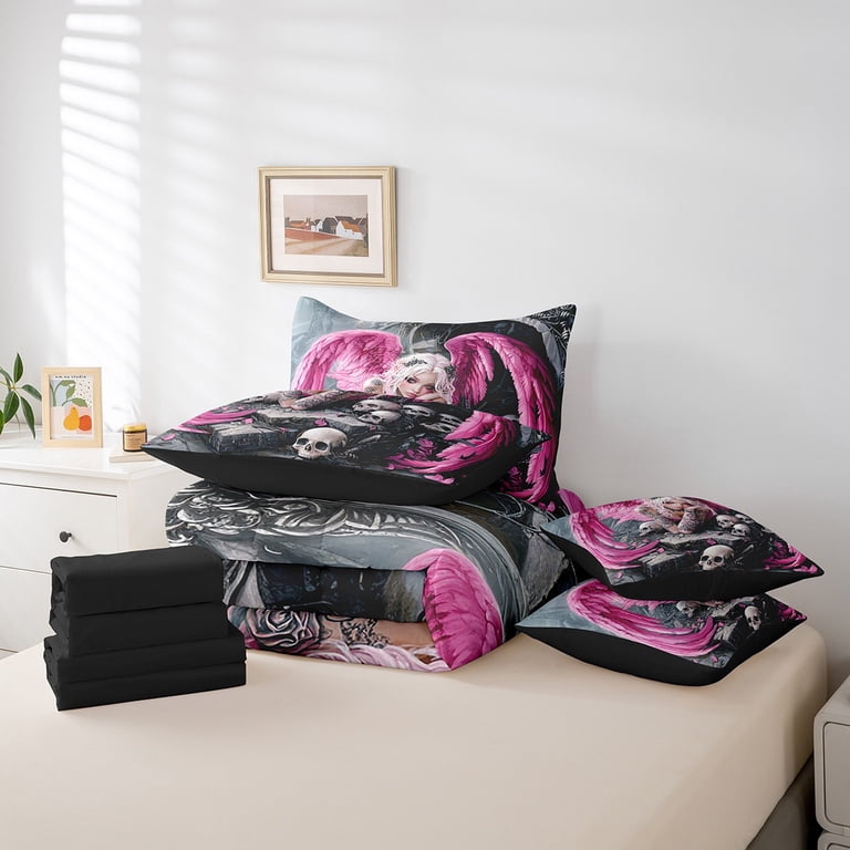 Feelyou Gothic Angel Twin Bedding Sets 7pcs, Japanese Anime Girl
