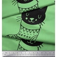 thumbnail image 3 of Soimoi Green polyester Crepe Fabric Unicorn & Bunny Cartoon Print Sewing Fabric Yard 52 Inch Wide, 3 of 3