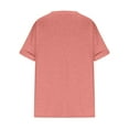 thumbnail image 3 of Pink Women's Short Sleeve T-shirt, Ladies Casual Top V Neck Fashion Solid Color Short Sleeve Loose T Shirt,Women's Short sleeve T-shirt 4XL, 3 of 5
