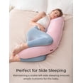 thumbnail image 3 of Almohada corporal Momcozy en forma de J para embarazo con funda de jersey rosa, 3 of 9