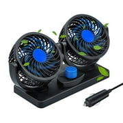 Wigearss 12V 360 Degree Dual Cooling Car Fan for Car, Rear and Back Seat Passenger Baby Pet- Blue/Black