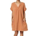 thumbnail image 1 of Robe Mini Babydoll en Gaze de Coton à Manches Courtes Col en V Décontractée pour Femmes, 1 of 7