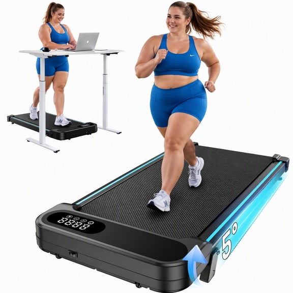 CHITOOMA Walking Pad with Remote Control, 2.5HP Under Desk Treadmill for Home Office, 0.6-5 MPH, 330lbs Capacity, Ultra-Quiet <40dB, Installation-Free Compact Exercise Machine for Walking and Jogging