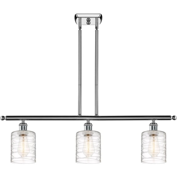 516-3I-PC-G1113 Innovations Lighting Cobbleskill - 3 Light Island In Art Nouveau Style-10 Inches Tall and 36 Inches Wide-Polished Chrome Finish-Clear