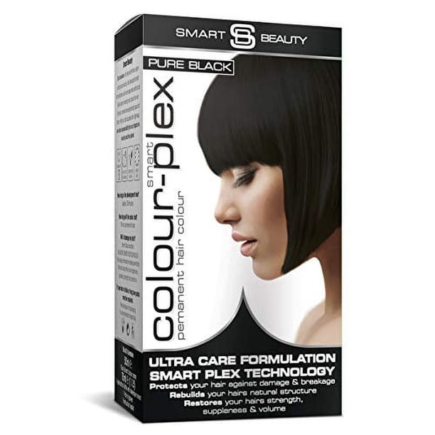 Smart Beauty Tinte para Cabello Negro Permanente con Tecnología Plex Anti-Rotura que Protege Reconstruye Restaura la Estructura del Cabello Color de Cabello Permanente Tinte para Cabello Negro Vegano