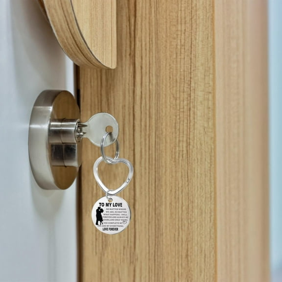 Couple Keychain Set Stainless Steel Heart Shape Love Gift for Him Her