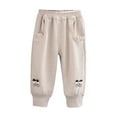 thumbnail image 2 of Spazoro Kids Girls Sweatpants, Solid Color Fall Winter Warm Casual Cotton Pants for Toddler Girls Beige Size 80, 2 of 3