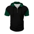 thumbnail image 4 of Fabrcox Man Hoodie Quarter Zip Short Sleeve Lightweight Men’s Sweatshirt Hiking Outdoor Drawstring V Neck Color Block Men T Shirt, 4 of 8