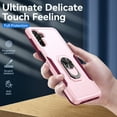 thumbnail image 4 of K-Lion for Samsung Galaxy A14 5G Rugged Case 360 Rotating Metal Ring Stand Kickstand Function Support Magnetic Car Mount Holder Shockproof Protective Case for Samsung A14 5G,Pink+Rose, 4 of 8