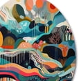 thumbnail image 3 of Designart "Aqua and Leaf Fusion" Minimalism Round Metal Art, 3 of 5