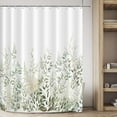 thumbnail image 2 of Retro Sage Green Leaves Shower Curtain, Light White Floral Plant Bathroom Decoration Shower Curtain Sets 71x71 Inch with Hooks, 2 of 6