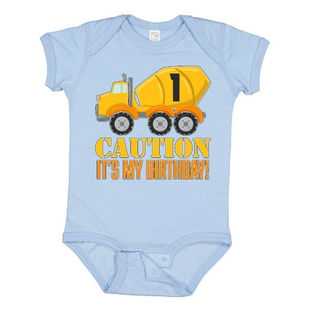 

Inktastic 1st Birthday Construction Truck Cement Mixer -one Year Old Gift Baby Boy or Baby Girl Bodysuit