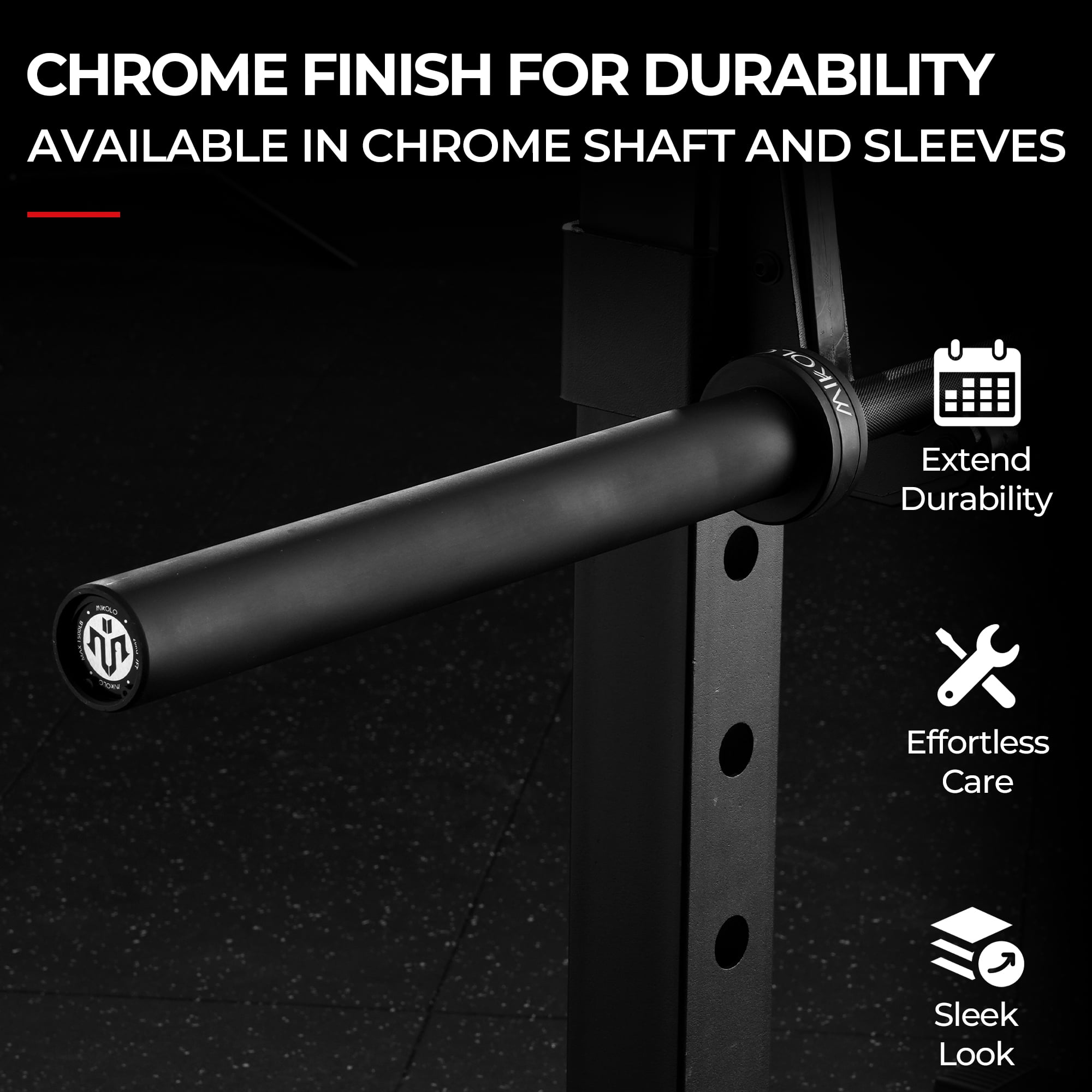 Mikolo 7ft Olympic Barbell, Barbell for Weightlifting and Powerlifting 45lb, Olympic Bar for 1500lbs Capacity, Weight Bar Fit 2” Standard Weights