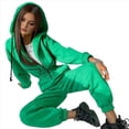 thumbnail image 2 of Conjunto de Mono de para Mujer, Sudadera con Capucha y Cintura Alta Verde L, 2 of 7