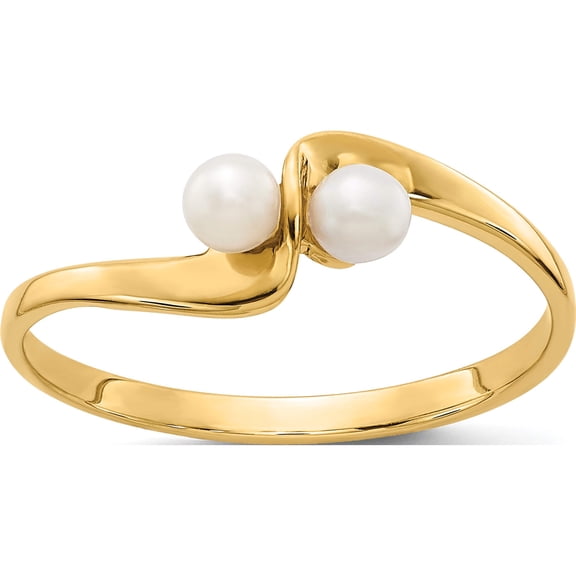 14K Yellow Gold 3mm Fw Cultured Pearl Ring (Size 6) Made In United States y1873pl