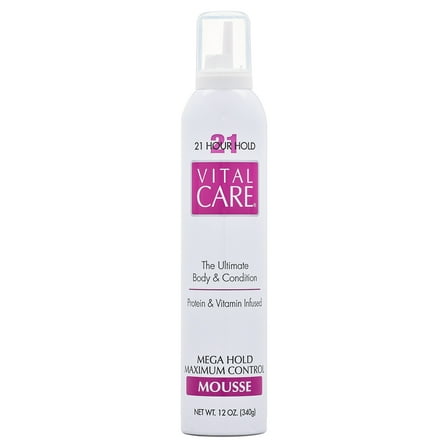 Vital Care Mega Hold Mousse, Maximum Control, 21-Hour Hold, 12 oz