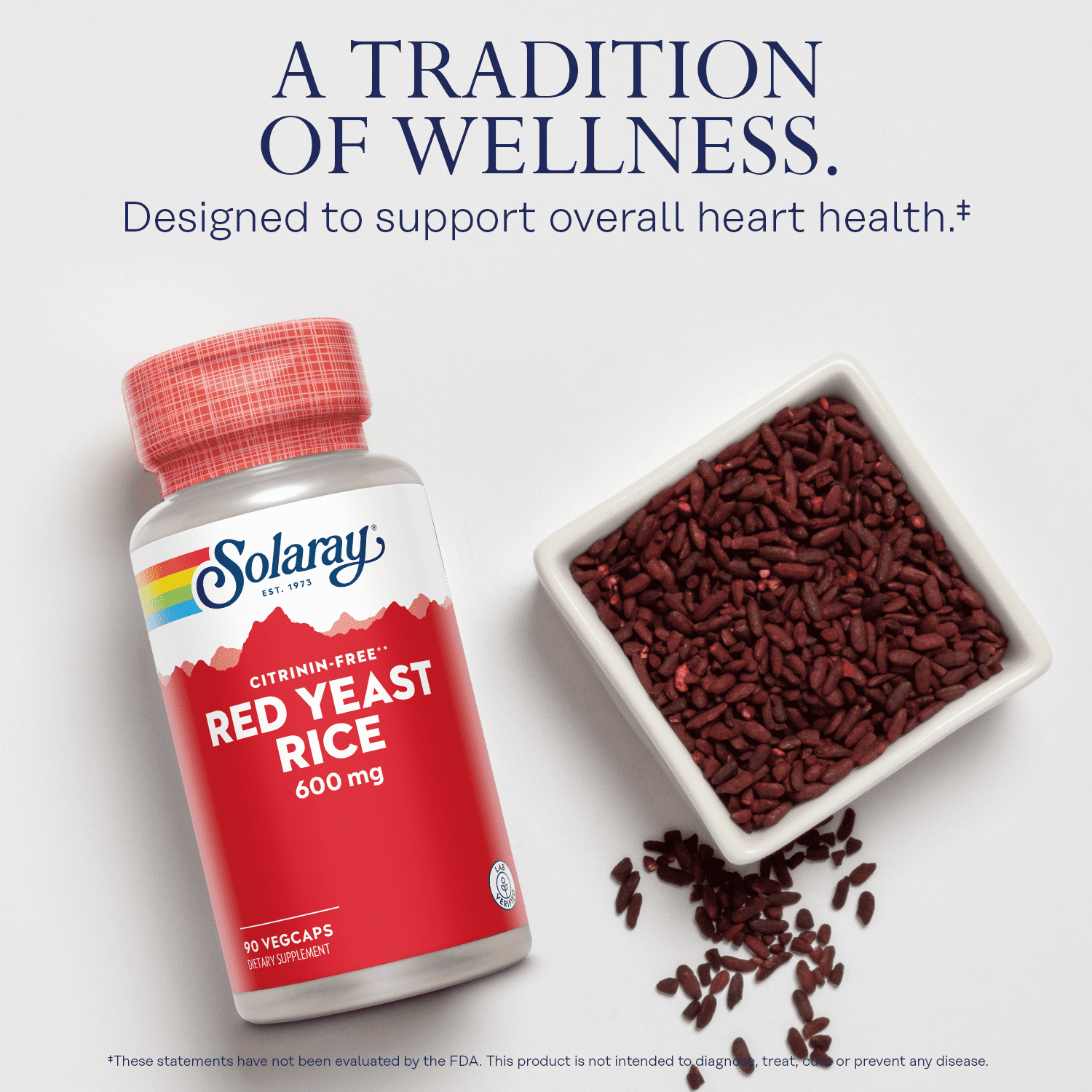 Solaray Red Yeast Rice, Healthy Heart & Cardiovascular Support, Non-Irradiated & Citrinin-Free