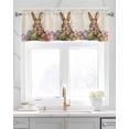 thumbnail image 2 of Easter Rabbits Linen Curtain Valance for Bedroom/Bathroom/Kitchen/Office/Living/Dining Room Windows,Easter Bunny Farmhouse Country Eggs Rod Pocket Topper Drapes Decorative Cafe Drapery Panel 42x18, 2 of 6